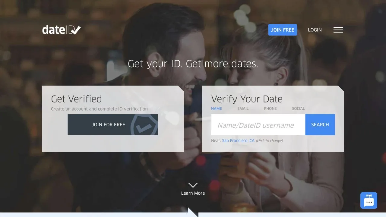 DateID landing page