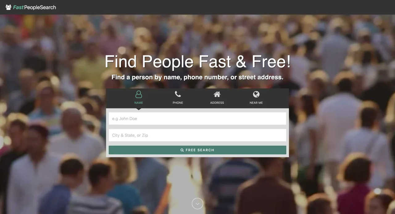 FastPeopleSearch landing page